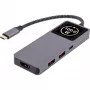 USB-C saskarnes centrmezgls InLine 35392D USB 3.2 Gen 2 Type-C resursdators uz HDMI, USB-A, USB-C 10000 Mbit/s Pelēks