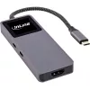 USB-C saskarnes centrmezgls InLine 35392D USB 3.2 Gen 2 Type-C resursdators uz HDMI, USB-A, USB-C 10000 Mbit/s Pelēks