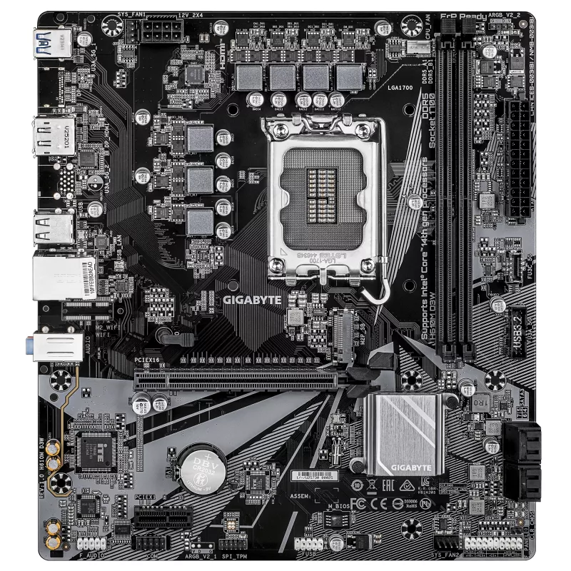 Mātesplate GIGABYTE H610M D3W LGA1700 12.–14. paaudzes Intel CPU, 5+1+1 VRM, DDR5 līdz 5600MHz, 128GB, PCIe 3.0 M.2, 1GbE, USB 3.2 Gen1