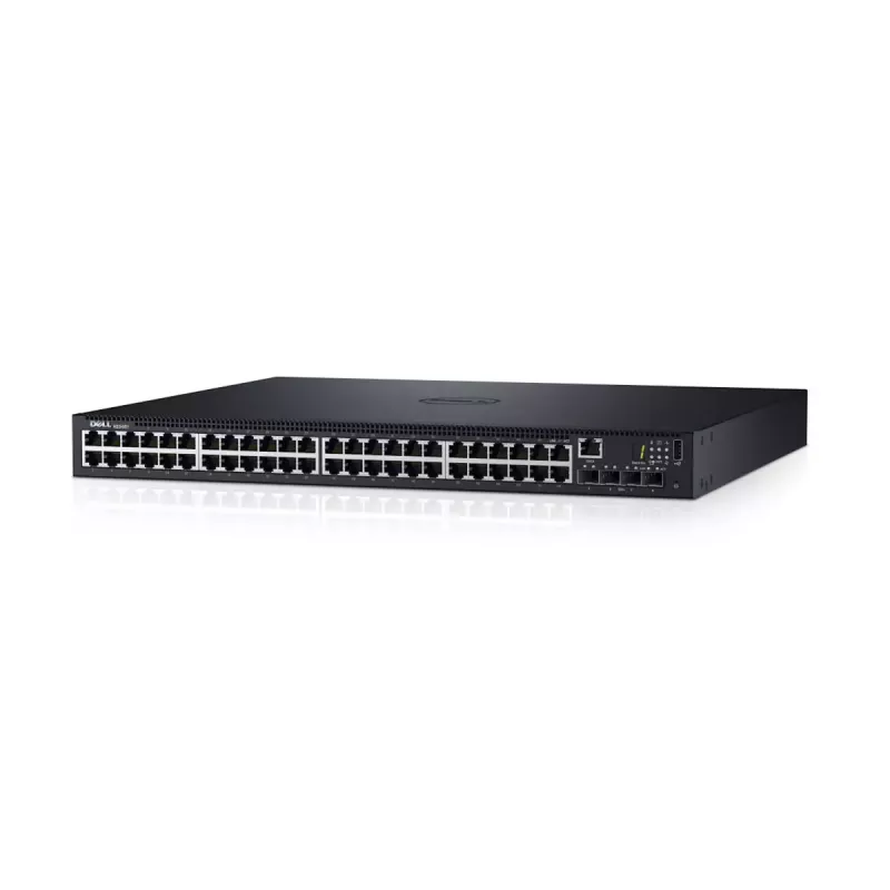 Pārvaldāms L3 Gigabitu Ethernet slēdzis Dell N1548 — 48× RJ-45 10/100/1000, 1U, 128 Gbit/s, 16k MAC, USB 2.0