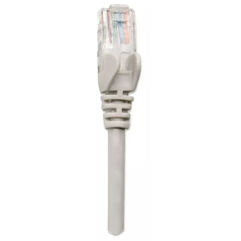Intellinet tīkla komutācijas kabelis, Cat6, 3 m, pelēks, CCA, U/UTP, PVC, RJ45, zeltīti kontakti, bez aizķeršanās, ar apvalku, mūža garantija