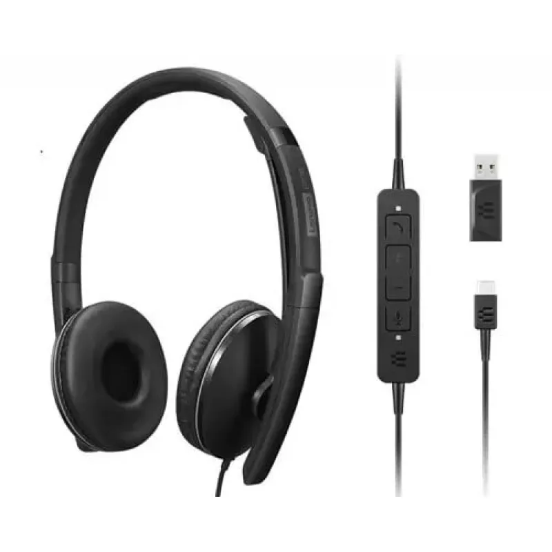 Lenovo 4XD1M39029 austiņas/headset Vadu Galvas lente USB Type-C Melns
