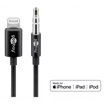 Audio savienojuma kabelis Goobay Apple Lightning 3.5 mm 1 m Melns