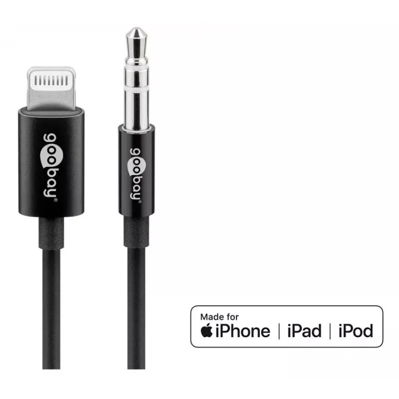 Audio savienojuma kabelis Goobay Apple Lightning 3.5 mm 1 m Melns