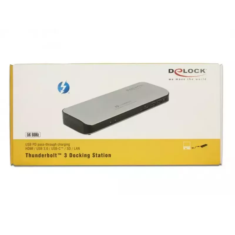 Laptop Dock DeLOCK 87725 Wired Thunderbolt 3 Melns Silver