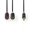 Audio kabelis Nedis CABW22200AT10 1m 3.5mm 2xRCA Antracīta krāsā
