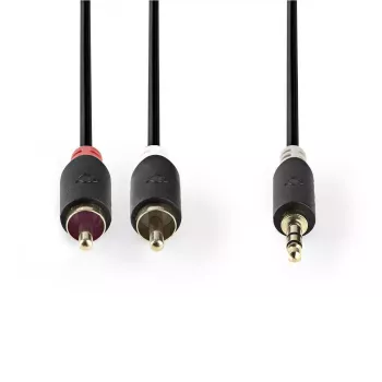 Audio kabelis Nedis CABW22200AT10 1m 3.5mm 2xRCA Antracīta krāsā
