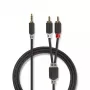 Audio kabelis Nedis CABW22200AT10 1m 3.5mm 2xRCA Antracīta krāsā