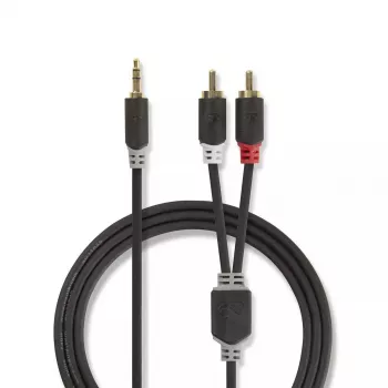 Audio kabelis Nedis CABW22200AT20 2m 3.5mm 2 x RCA antracīts