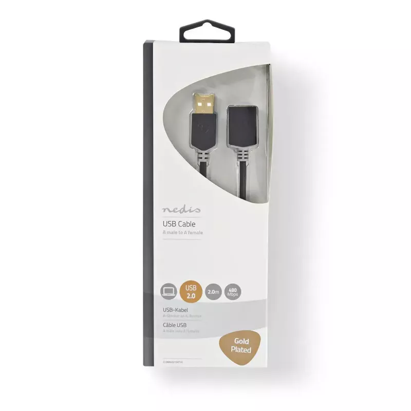 USB kabelis Nedis CCBW60010AT20 2 m USB 2.0 USB A Antracīts