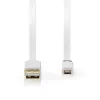 USB kabelis Nedis CCBW60500WT10 1m USB 2.0 A uz Micro-USB B Balts