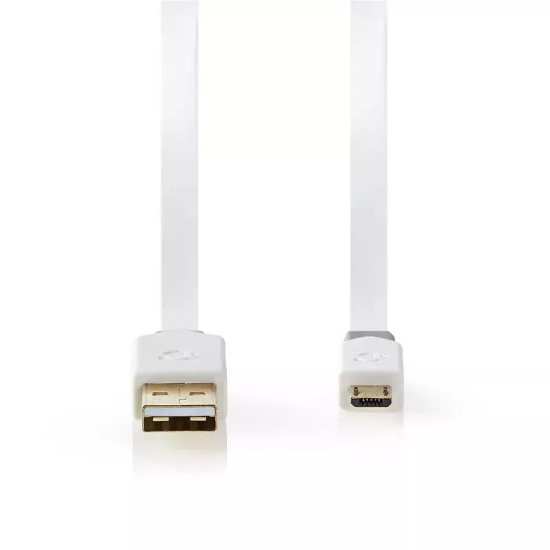 USB kabelis Nedis CCBW60500WT10 1m USB 2.0 A uz Micro-USB B Balts