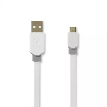 USB kabelis Nedis CCBW60500WT10 1m USB 2.0 A uz Micro-USB B Balts