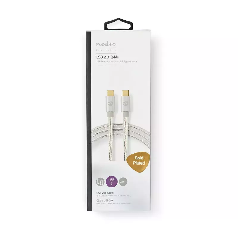 USB kabelis Nedis CCTB60700AL20 2m USB C Alumīnijs USB 2.0