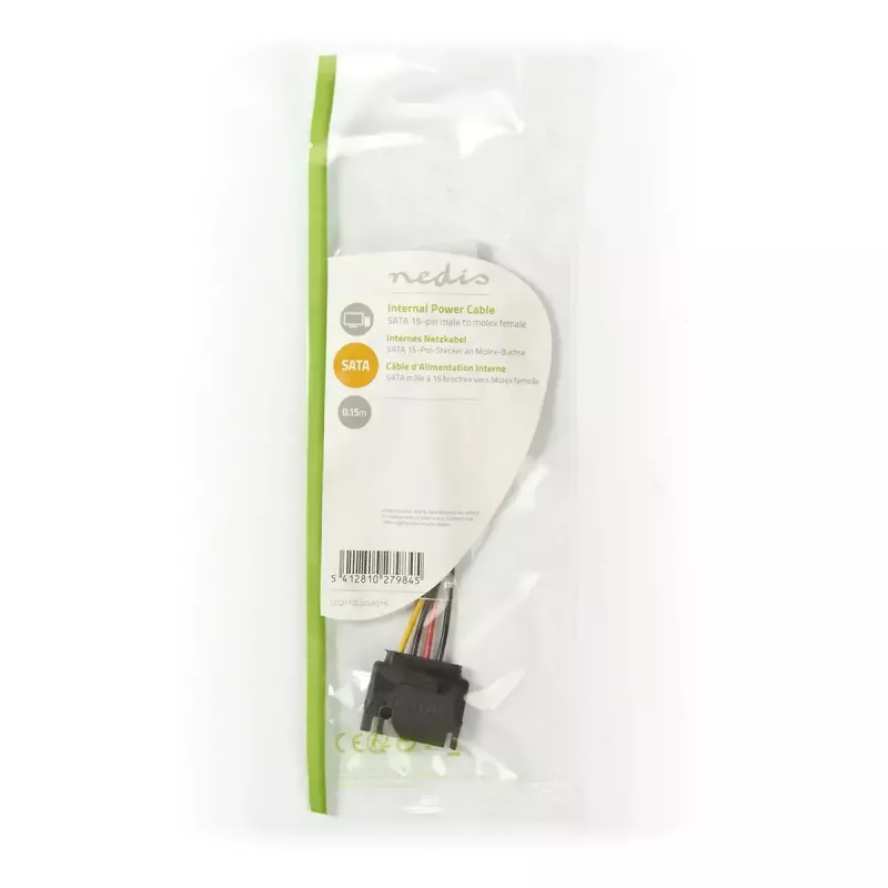 Nedis CCGP73520VA015 iekšējais strāvas kabelis 0,15 m 2 x SATA 15 kontaktu Molex 4 kontaktu