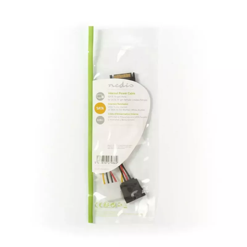 Nedis CCGP73555VA015 iekšējais strāvas kabelis 0,15 m SATA 15-pin Molex