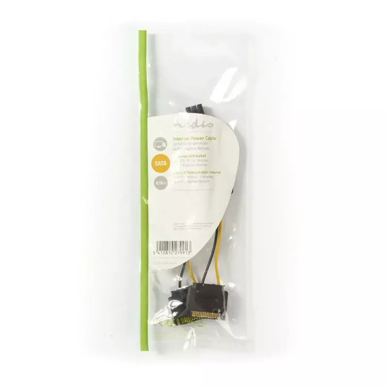 Iekšējais barošanas kabelis Nedis CCGP74205VA015 0,15 m 2 x SATA 15‑pin PCI‑E 6‑pin
