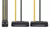 Iekšējais barošanas kabelis Nedis CCGP74205VA015 0,15 m 2 x SATA 15‑pin PCI‑E 6‑pin