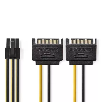 Iekšējais barošanas kabelis Nedis CCGP74205VA015 0,15 m 2 x SATA 15‑pin PCI‑E 6‑pin