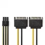 Iekšējais barošanas kabelis Nedis CCGP74205VA015 0,15 m 2 x SATA 15‑pin PCI‑E 6‑pin