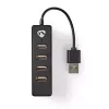 USB centrmezgls Nedis UHUBU2420BK USB 2.0 480 Mbit/s melns