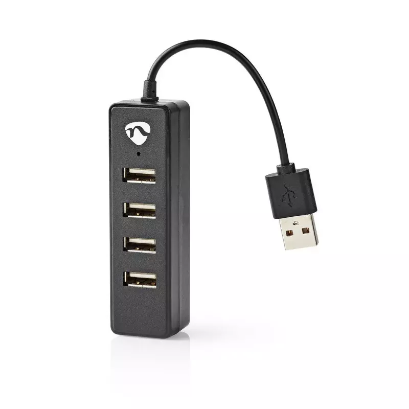 USB centrmezgls Nedis UHUBU2420BK USB 2.0 480 Mbit/s melns