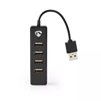 USB centrmezgls Nedis UHUBU2420BK USB 2.0 480 Mbit/s melns