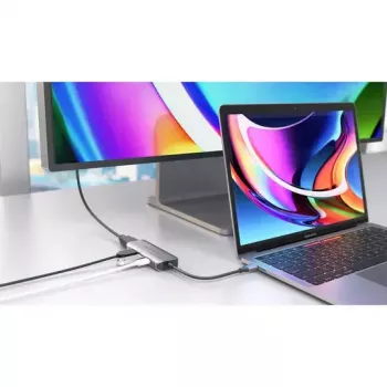 Klēpjdatora dokstacija HYPER HD41-GL USB 2.0 Type-C melna/pelēka