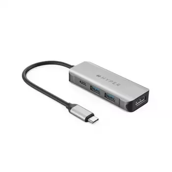 Klēpjdatora dokstacija HYPER HD41-GL USB 2.0 Type-C melna/pelēka