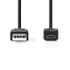 Nedis USB kabelis USB 2.0 3m USB A Micro-USB B Melns