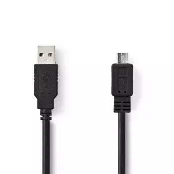 Nedis USB kabelis USB 2.0 3m USB A Micro-USB B Melns