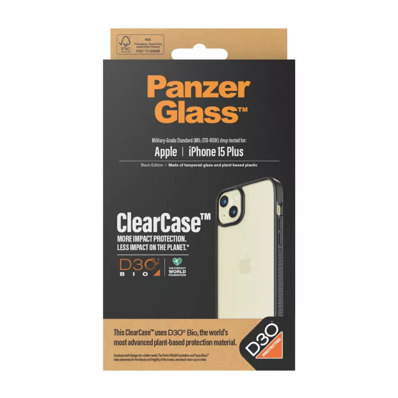 PanzerGlass ® ClearCase Transparent & D3O® iPhone 15 Plus