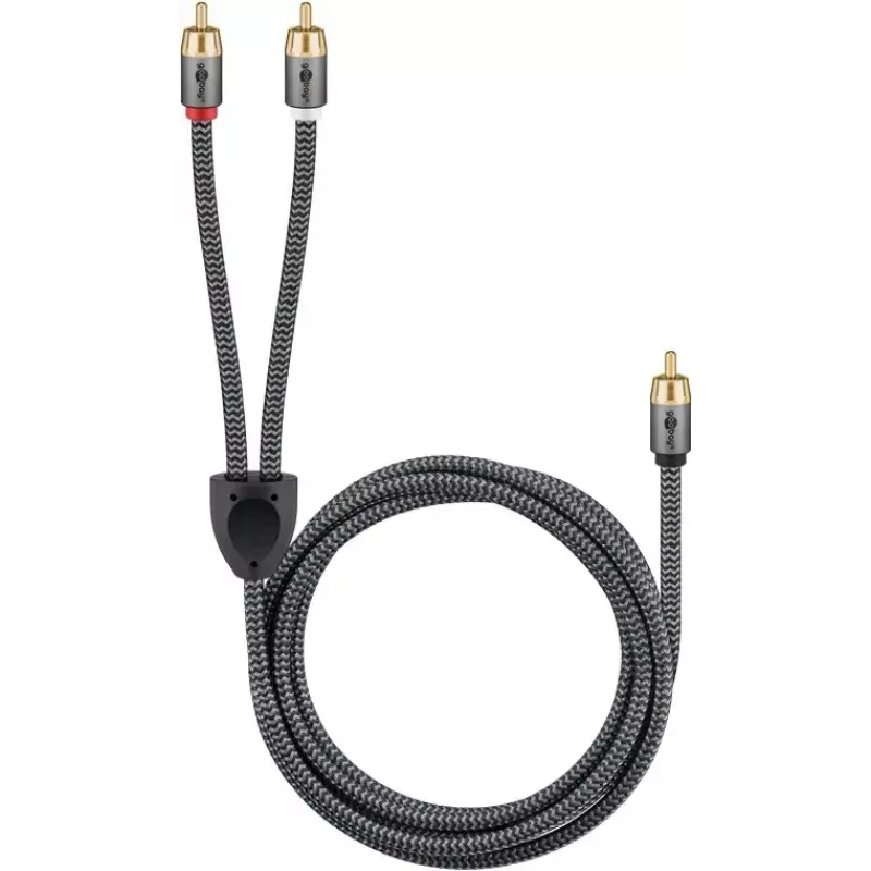 Audio kabelis WENTRONIC Goobay 65301 — 3 m, 2×RCA uz RCA, vara vadi, zeltīti kontakti, magnētiski ekranēts