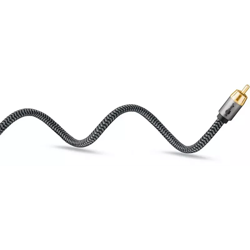 RCA audio kabelis WENTRONIC Goobay 65302 — 2xRCA uz RCA, 5 m, varš, zeltīti kontakti, magnētiski ekranēts