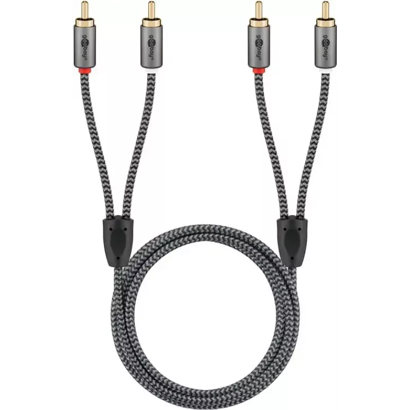 Audio kabelis WENTRONIC Goobay 65294 — 2×RCA vīrišķais uz 2×RCA vīrišķais, 3 m, varš, zeltīti kontakti, magnētiski ekranēts