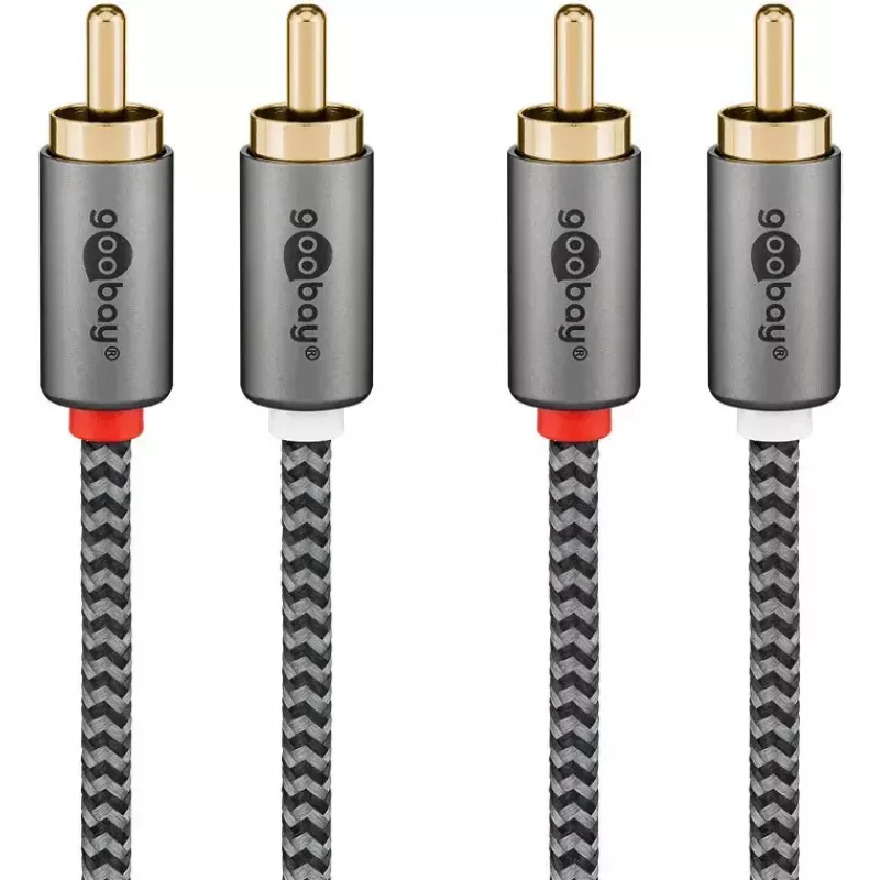 Audio kabelis WENTRONIC Goobay 65294 — 2×RCA vīrišķais uz 2×RCA vīrišķais, 3 m, varš, zeltīti kontakti, magnētiski ekranēts