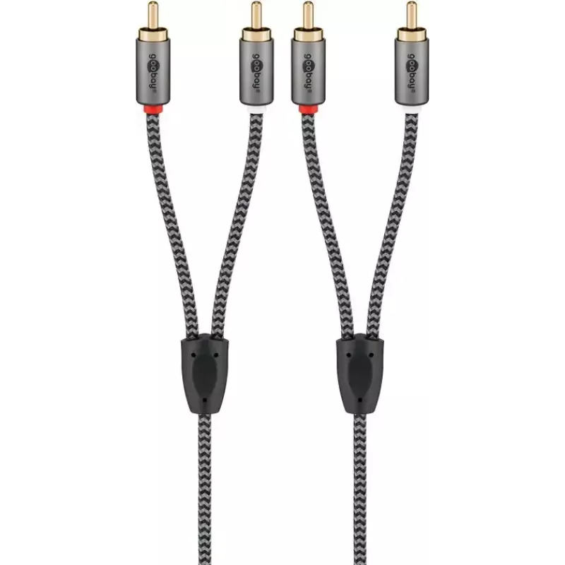 Audio kabelis WENTRONIC Goobay 65294 — 2×RCA vīrišķais uz 2×RCA vīrišķais, 3 m, varš, zeltīti kontakti, magnētiski ekranēts