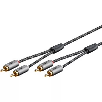 Audio kabelis WENTRONIC Goobay 65294 — 2×RCA vīrišķais uz 2×RCA vīrišķais, 3 m, varš, zeltīti kontakti, magnētiski ekranēts