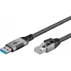 Goobay kabeļu dzimuma mainītājs USB A RJ-45 15m Melns Sudrabains