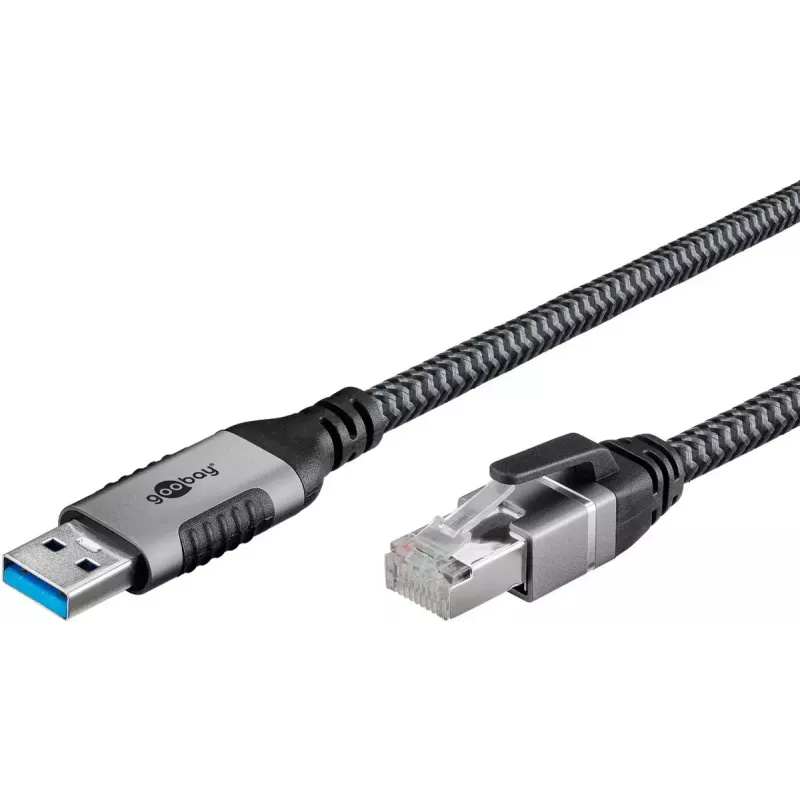 Goobay kabeļu dzimuma mainītājs USB A RJ-45 15m Melns Sudrabains