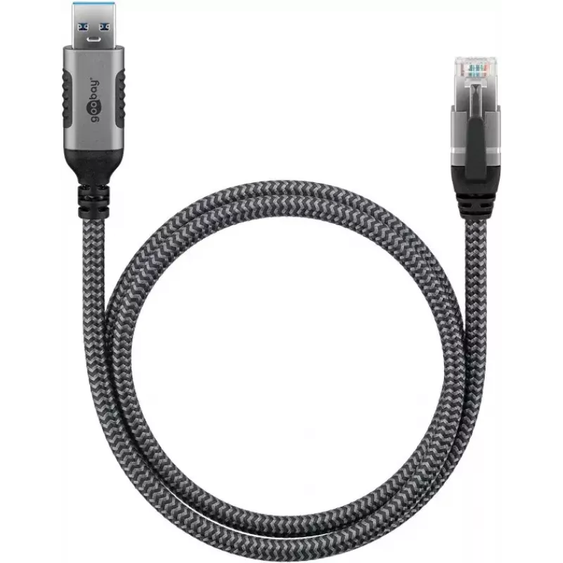 Goobay kabeļu dzimuma mainītājs USB A RJ-45 15m Melns Sudrabains