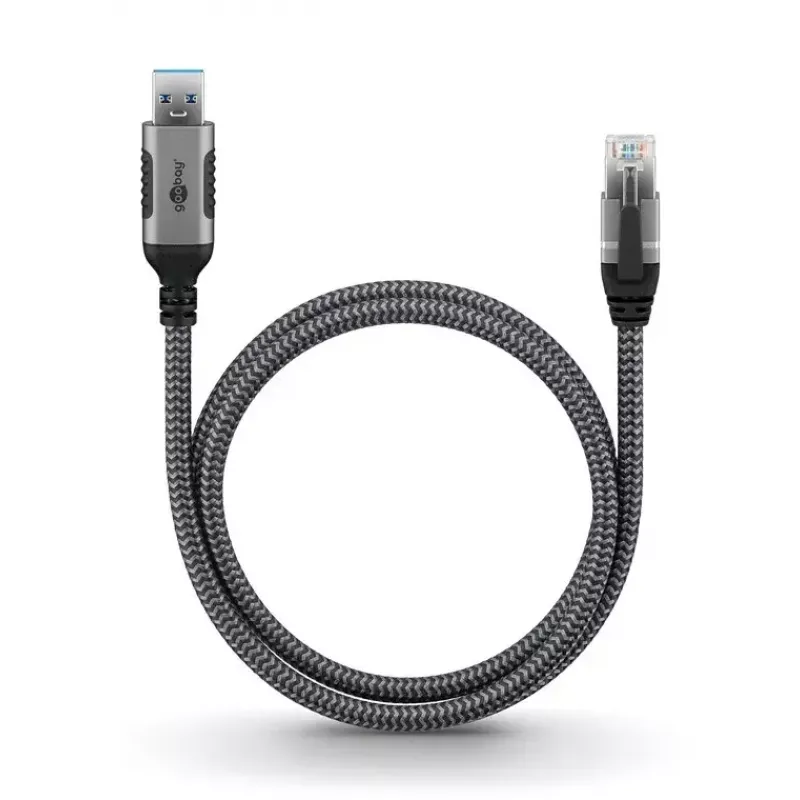 Goobay kabeļu dzimuma mainītājs USB A RJ-45 15m Melns Sudrabains