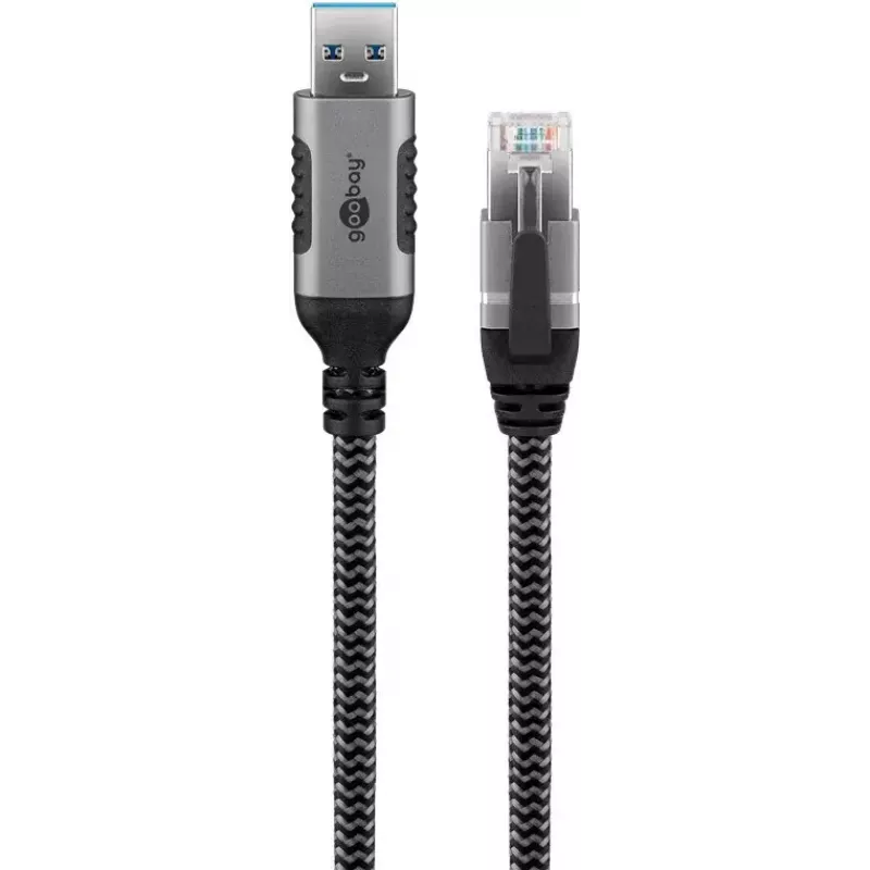 Goobay kabeļu dzimuma mainītājs USB A RJ-45 15m Melns Sudrabains