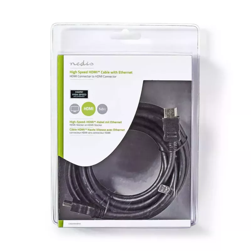 HDMI kabelis Nedis CVGB34000BK50 5m HDMI Type A Male to Male 10.2 Gbit/s