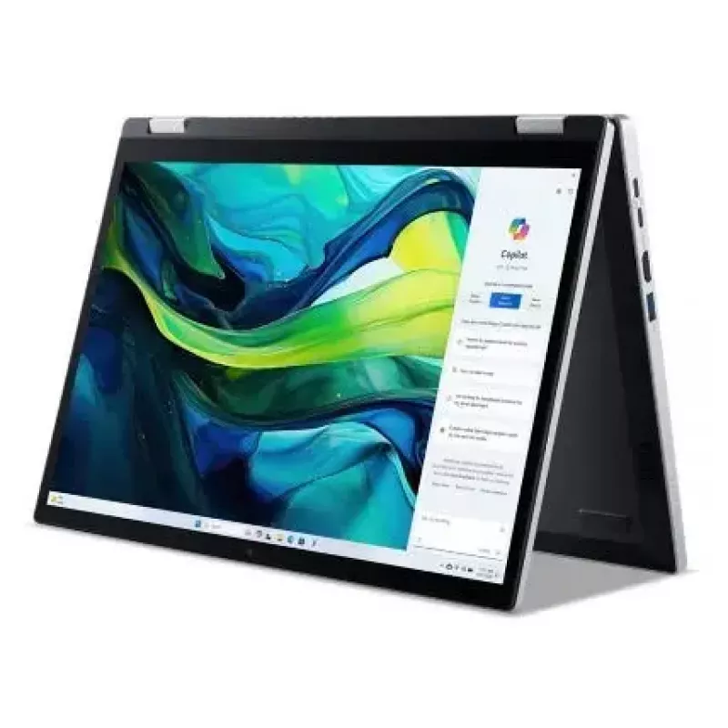 Pārveidojamais klēpjdators Acer Aspire Go Spin 14 AGSP14-31PT-36R6 — 14 collu WUXGA skārienekrāns, Intel Core 3 N355 1.9 GHz, 16 GB LPDDR5, 512 GB SSD, Windows 11 Home, Sudraba