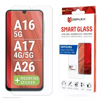 Displex Smart Glass (9H) Samsung Galaxy A26/A16 (5G)/A17 (4G/5G), montāžas uzlīme, neplīstošs