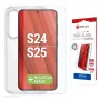 Displex ekrāna aizsargs + maciņš Samsung Galaxy S24/S25, Eco montāžas rāmis, izturīgs pret skrāpējumiem