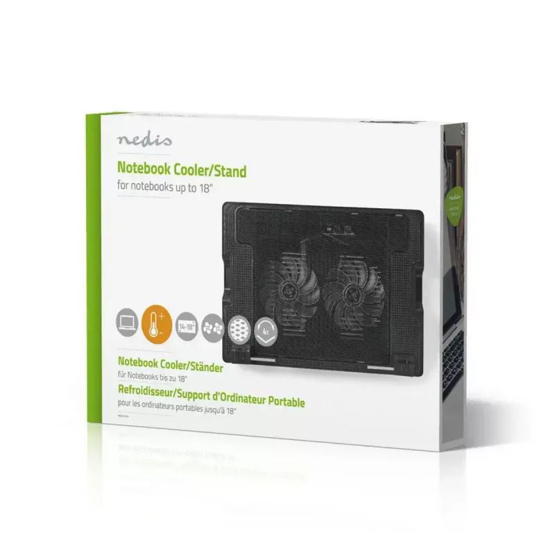 Klēpjdatora dzesēšanas paliktnis Nedis NBCR200BK 2 ventilatori 14 cm Melns