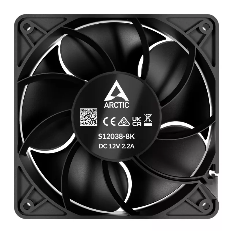 Ventilators ARCTIC S12038-8K 120 mm 8k apgr./min Servera ventilators 370 m³/h 37 mmH2O