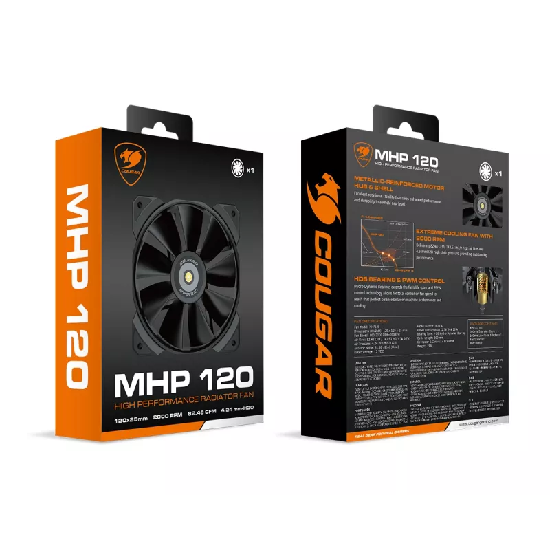COUGAR korpusa ventilators MHP 120, melns